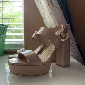 Beige platform heels